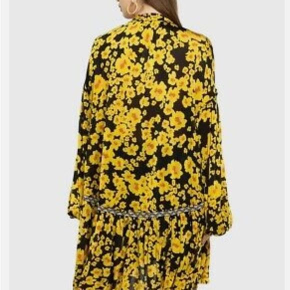 Free People Size Small Tunic Top Love Letter Black Combo Yellow Floral Shirt S. - Picture 5 of 12